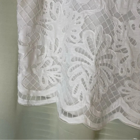 Soft Surroundings White Battenberg Lace Sleeveless Tank Top - Picture 6 of 11